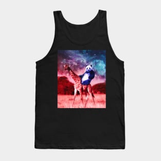 Trippy Panda Riding Giraffe In Space Tank Top